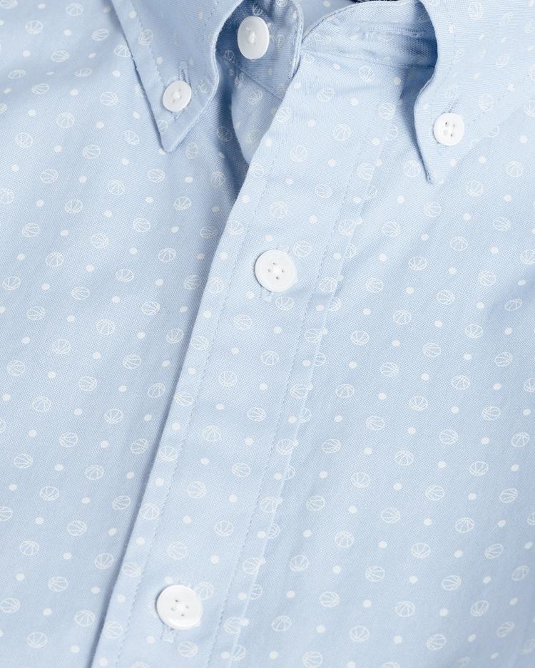 GANT Men's Blue Slim Fit Micro Sport Printed Shirt