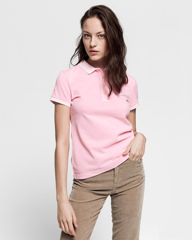 Różowa damska koszulka polo GANT Pique Rugger