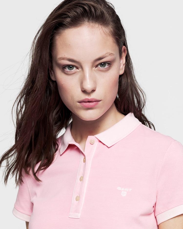 Różowa damska koszulka polo GANT Pique Rugger