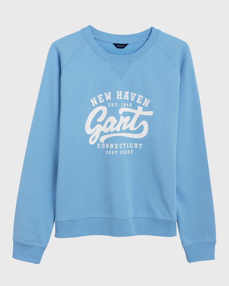 GANT Kadın Açık Mavi Logo Baskılı Sweatshirt