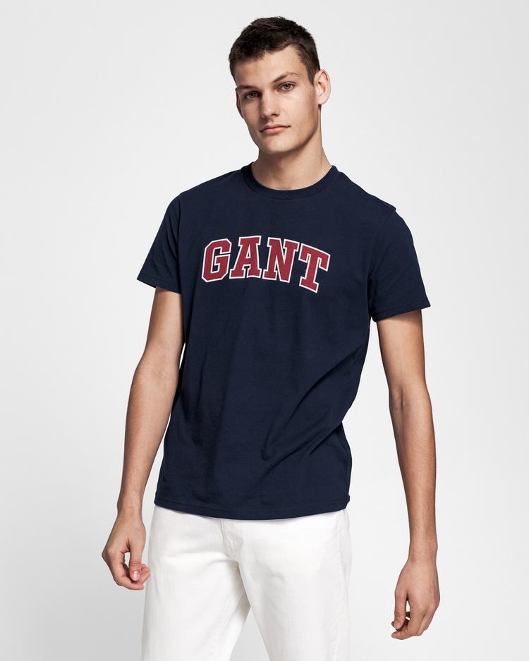 GANT Erkek Mavi Grafik Baskılı T-Shirt