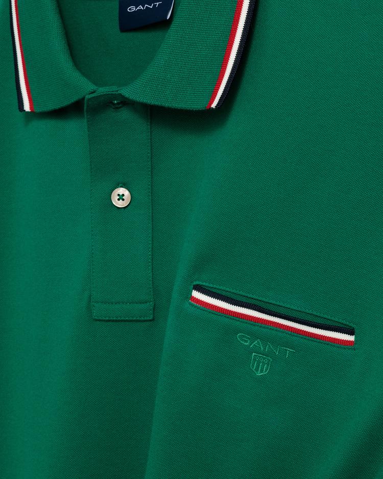 GANT Męska koszulka polo  z zieloną pique Rugger