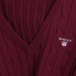 GANT Women's Stretch Cotton Cable V Neck Sweater