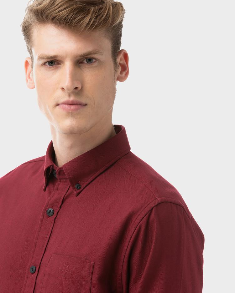 GANT Men's Herringbone Solid Regular Fit Shirt