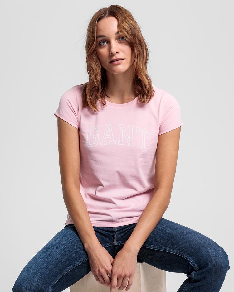 GANT damski T-shirt z logo Arch z półrękawkiem