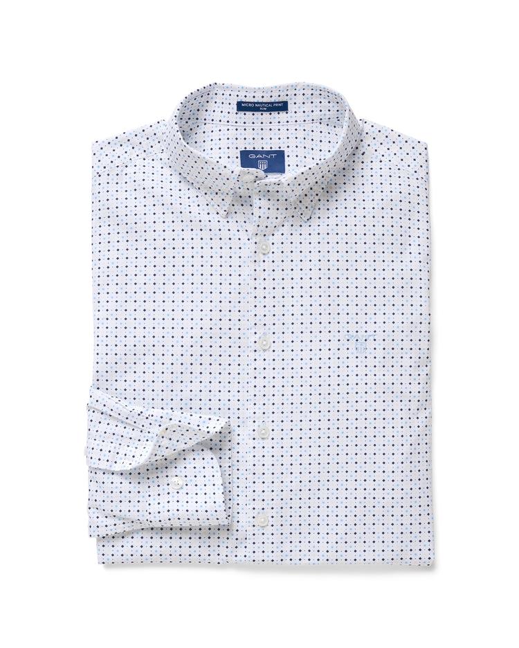 GANT Men's White Polka Dot Slim Shirt