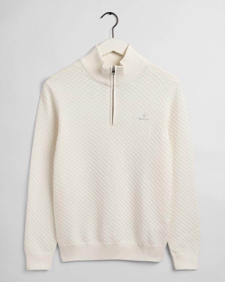 GANT Men's Cotton Texture Halfzip Sweater