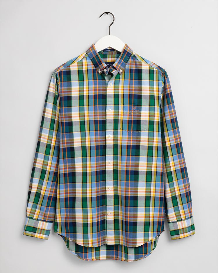 GANT Men's Oxford Plaid Regular Fit Broadcloth Shirts