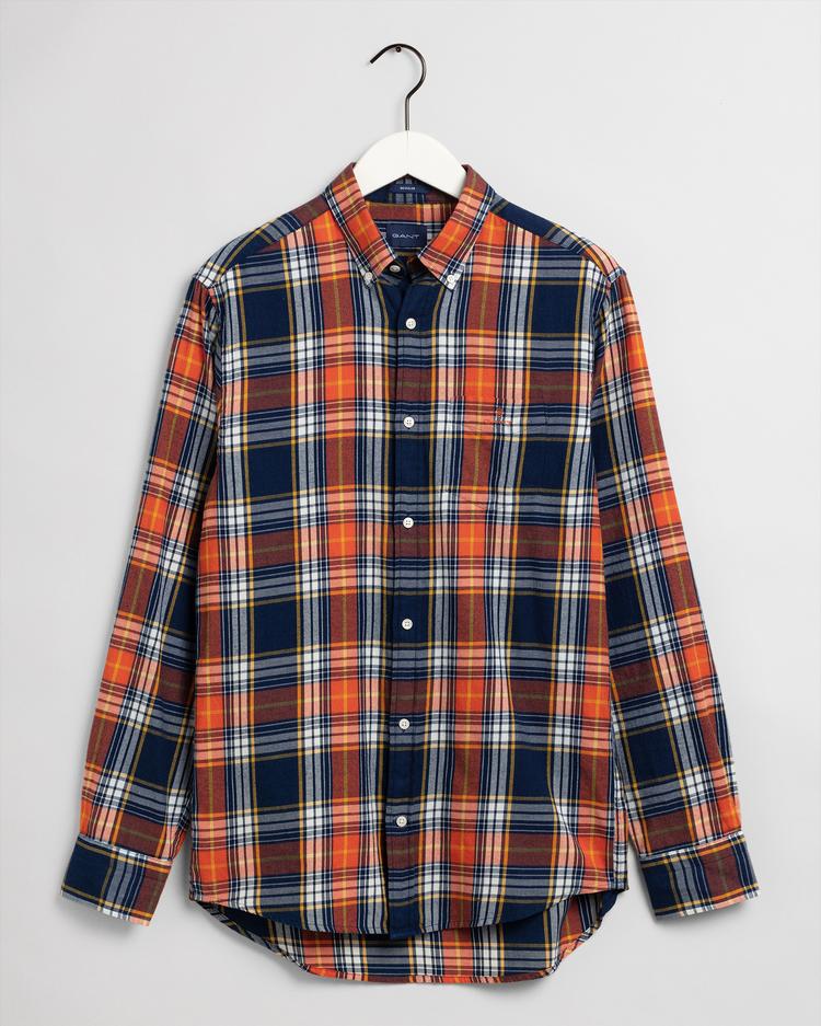 GANT Men's Windblown Flannel indigo Regular Fit Broadcloth Shirts