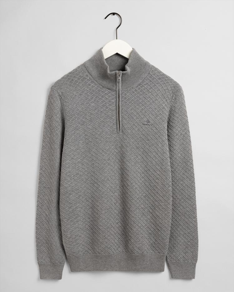 GANT Men's Cotton Texture Halfzip Sweater