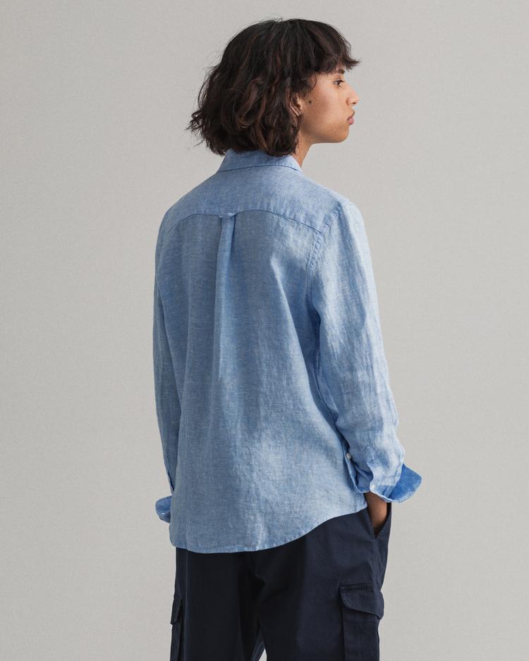 GANT Women's Blue Linen Regular Fit Linen Shirt