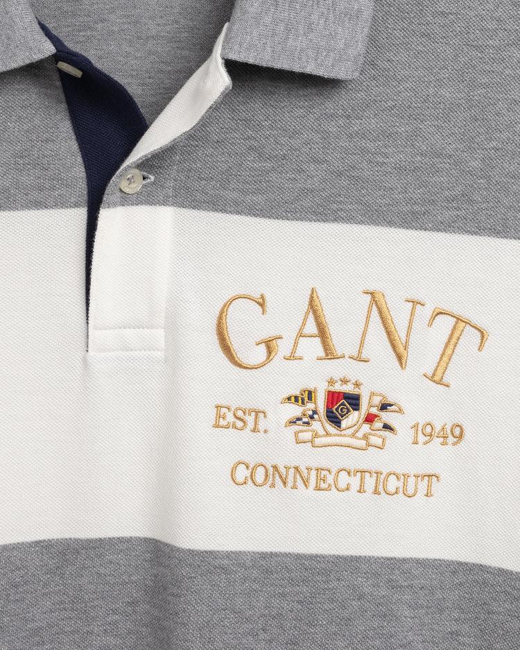 GANT Men's Flag Crest Barstripe Short Sleeve Pique Polo