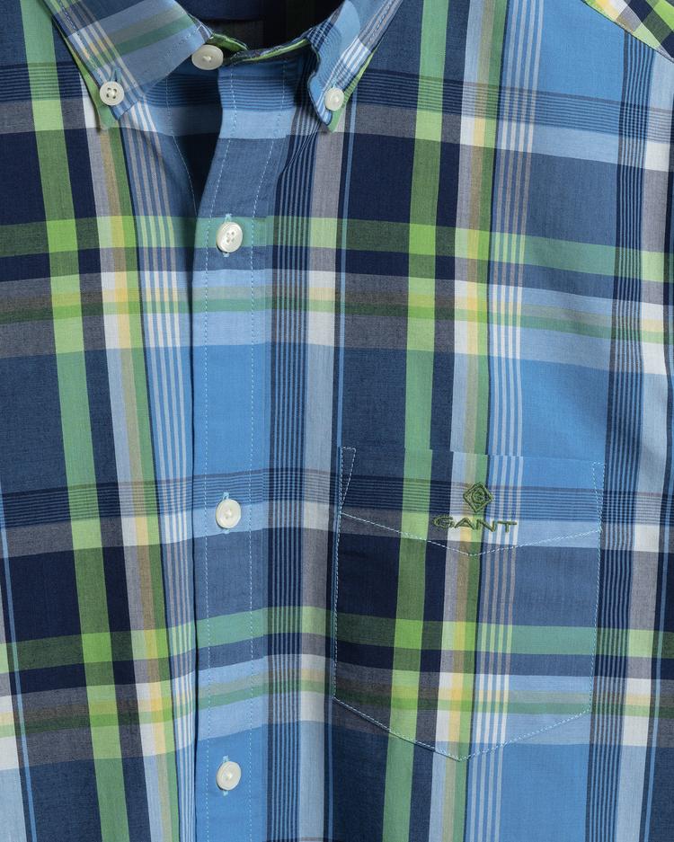 GANT Men's Tp Regular Fit Washed indigo Plaid Shirt