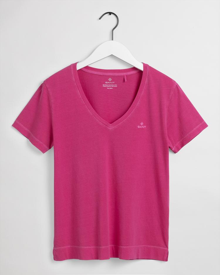 GANT damski T-shirt z dekoltem w kształcie litery V i krótkim rękawem