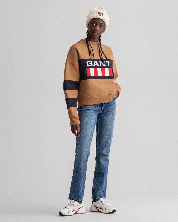 GANT damska bluza z okrągłym dekoltem logo w stylu retro