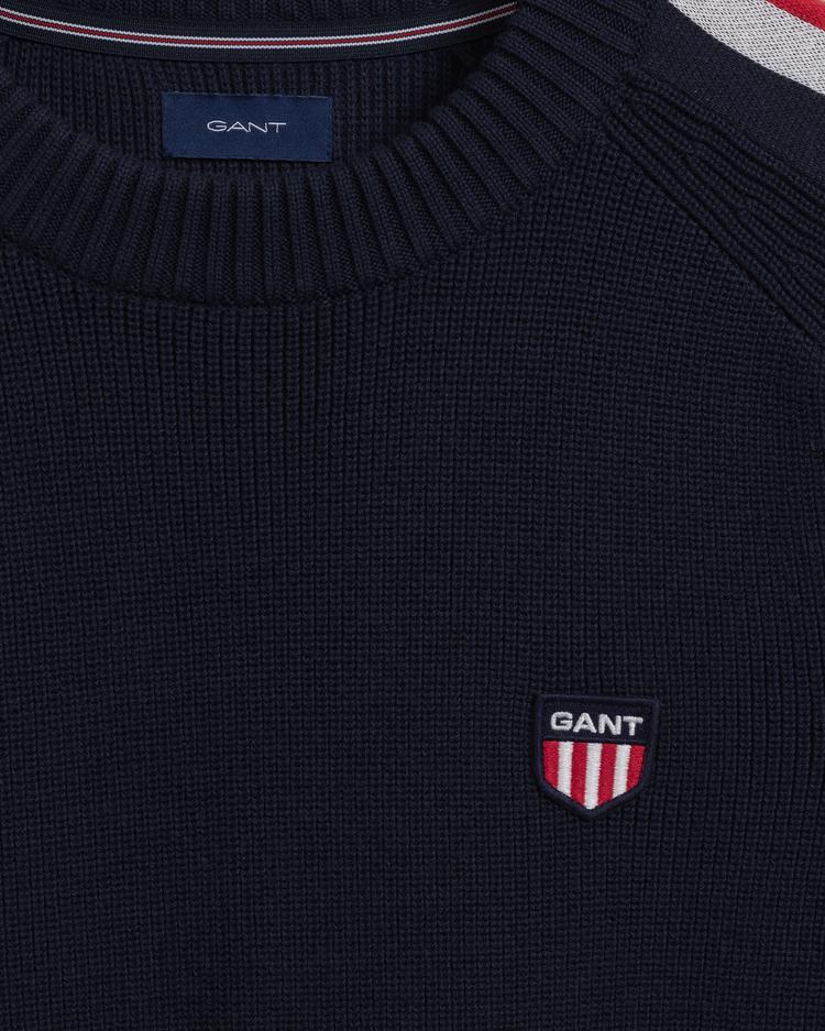 GANT Men's Stripe Graphic Ribbed Crew Neck Sweater