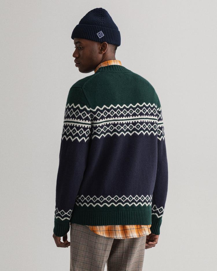 GANT męski sweter z okrągłym dekoltem Fair Isle - 8060016