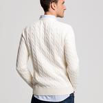 GANT sweter bawełniany o splocie warkoczowym z okrągłym dekoltem