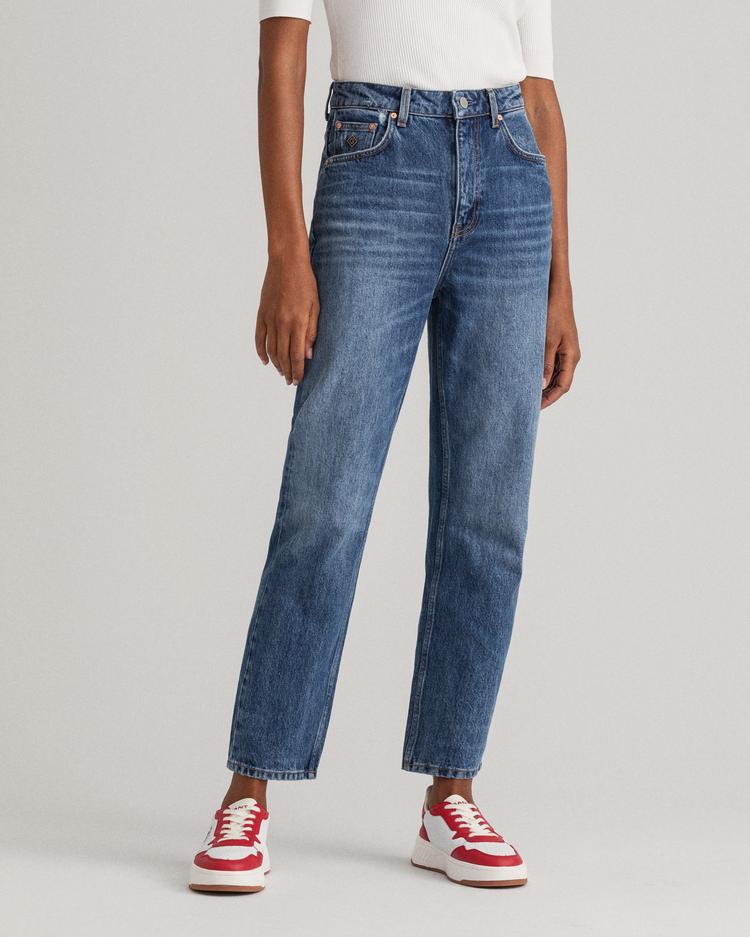 GANT Women's Straight Leg High-Waisted Cropped Jeans