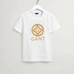 GANT Biała koszulka damska o luźnym kroju z logo