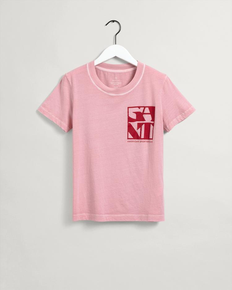 GANT damski T-shirt z logo Quadrat