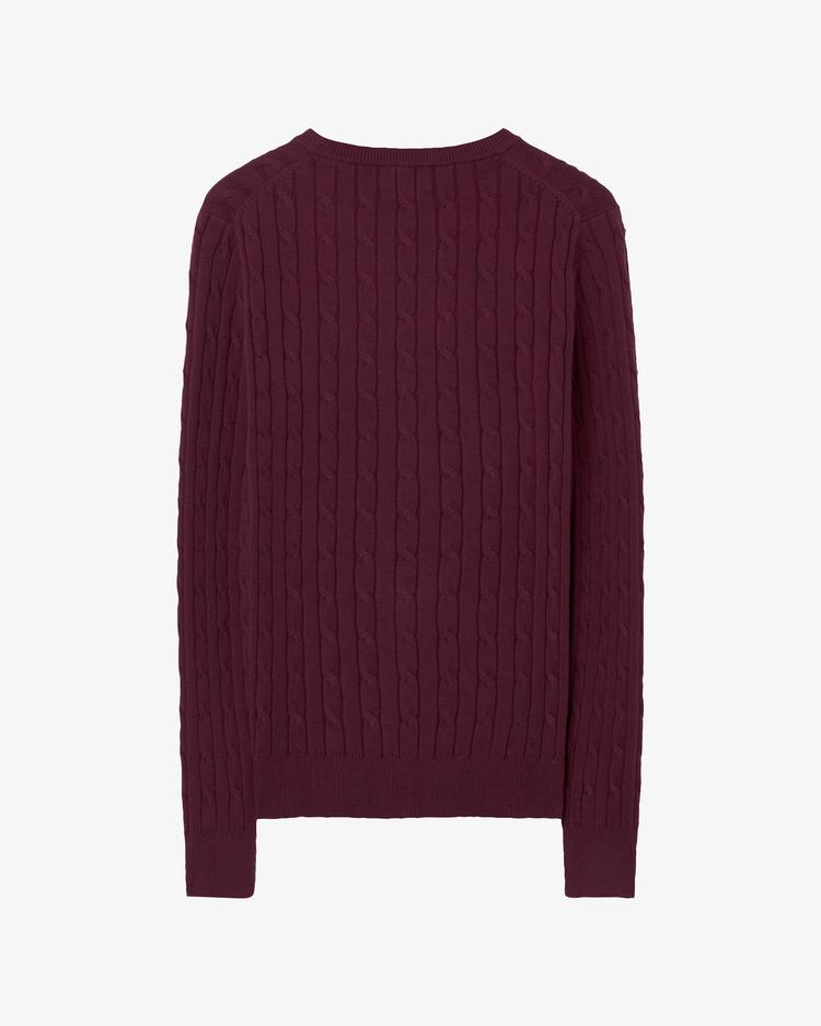 GANT damski sweter z elastycznej bawełny o splocie warkoczowym z okrągłym dekoltem - 480021