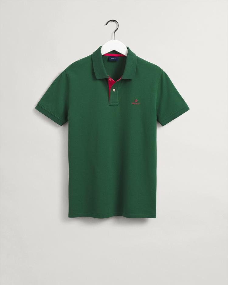 GANT men's pique rugby polo shirt with a contrasting collar and short sleeves