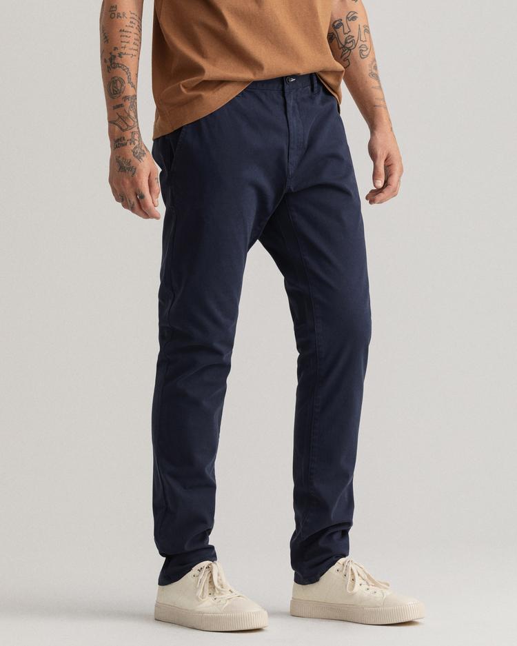 GANT Granatowe męskie spodnie o ekstra wąskim kroju - 1500183