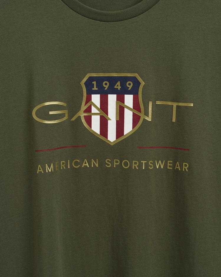 
Męska zielona koszulka Gant o regularnym kroju z logo