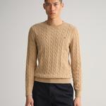 GANT męski sweter bawełniany z okrągłym dekoltem o splocie warkoczowym