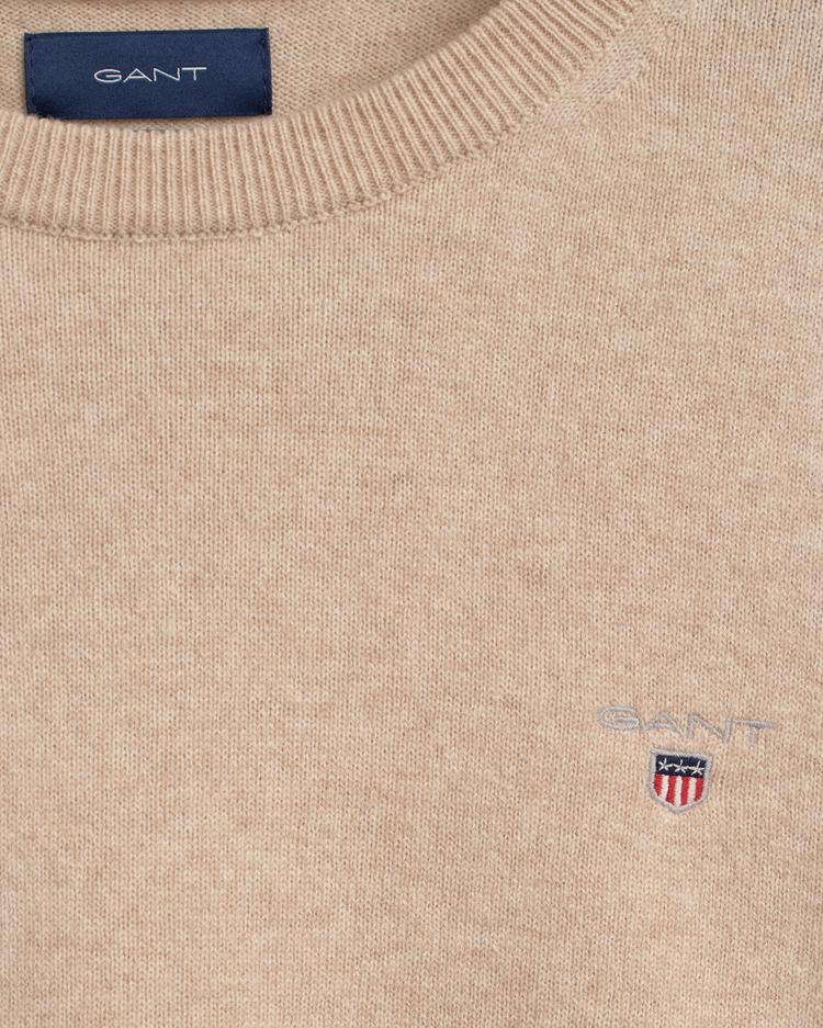 GANT męski lekki sweter z wełny jagnięcej z okrągłym dekoltem