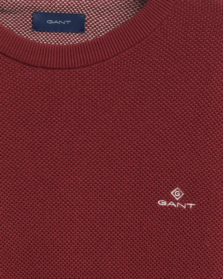 GANT męski sweter z piki bawełnianej z okrągłym dekoltem - 8030521