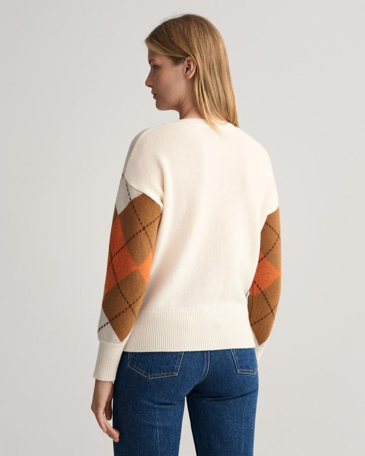 GANT damski sweter Argyle z okrągłym dekoltem