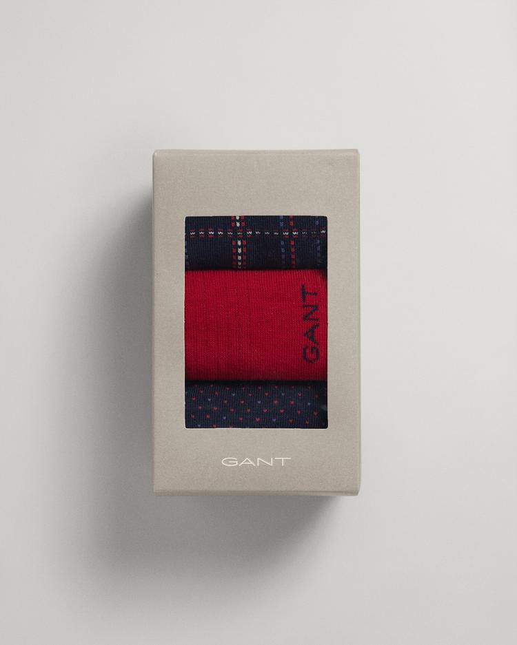 GANT Men's 3-Pack Check Socks With Gift Box