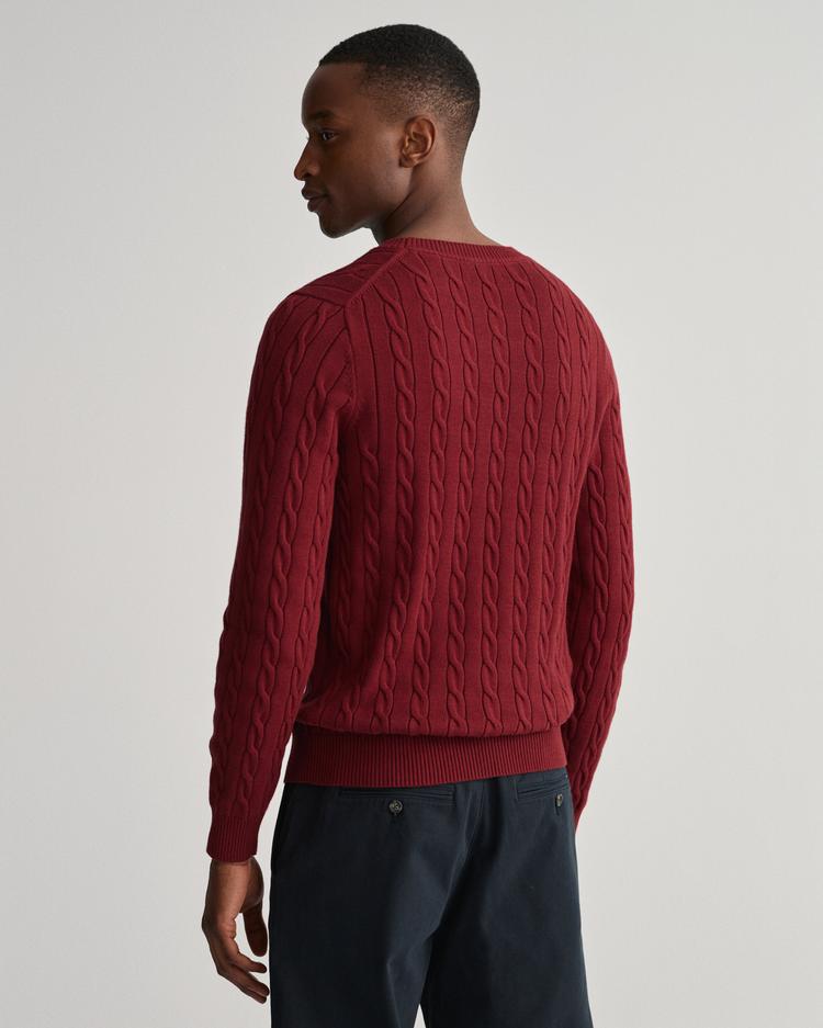 GANT męski sweter bawełniany z okrągłym dekoltem o splocie warkoczowym - 8050501