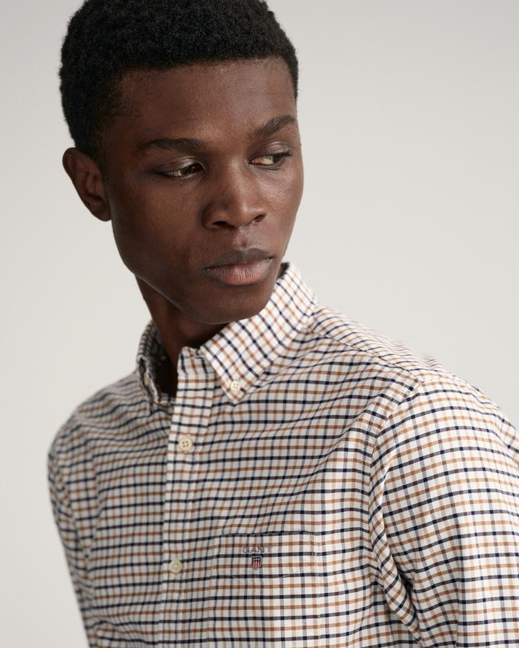 GANT męska koszula w kratkę typu tattersall z bawełny oxford Regular Fit