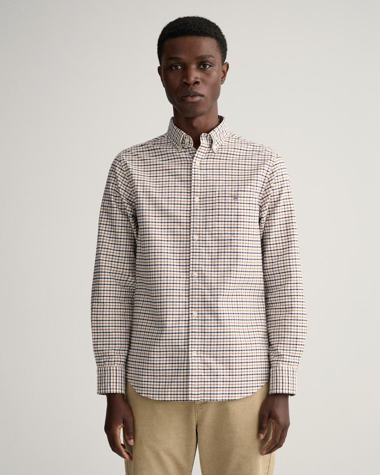 GANT męska koszula w kratkę typu tattersall z bawełny oxford Regular Fit - 3042230