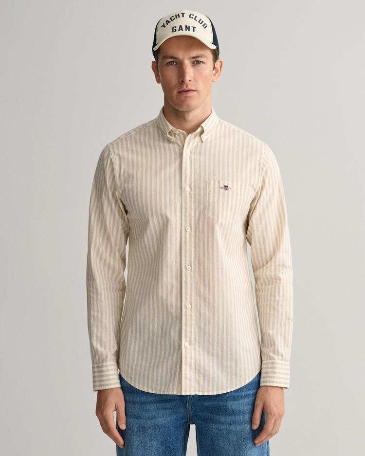GANT koszula z lnu i bawełny w paski Regular Fit - 3230057