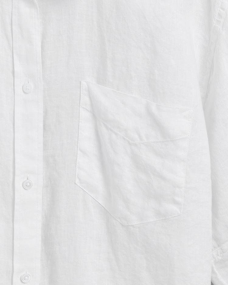 GANT koszula z lnianej tkaniny chambray ze średnim rękawem Regular Fit - 4322077