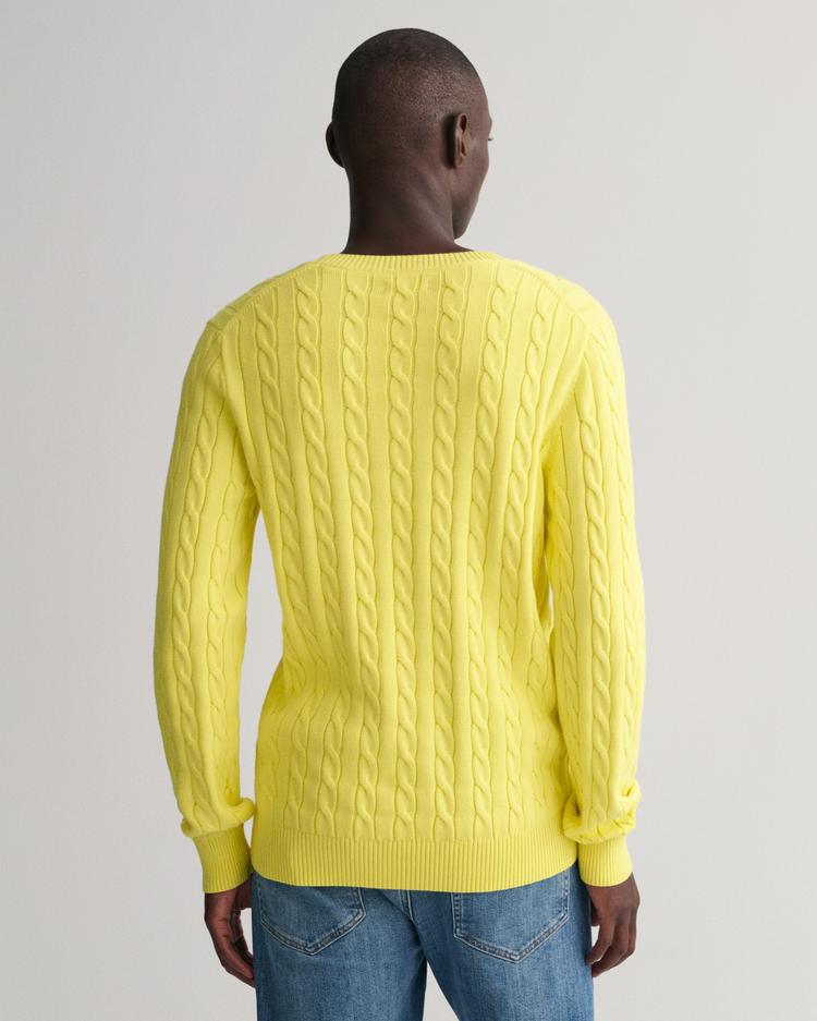 GANT sweter bawełniany o splocie warkoczowym z okrągłym dekoltem - 8050501