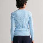 GANT sweter z elastycznej bawełny o splocie warkoczowym z okrągłym dekoltem