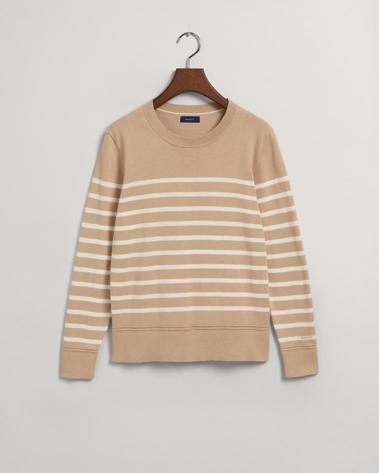 GANT sweter z lekkiej bawełny z okrągłym dekoltem i bretońskimi paskami