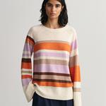 GANT sweter w różnokolorowe paski z okrągłym dekoltem