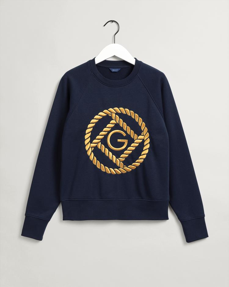 GANT Damska bluza z okrągłym dekoltem i motywem Rope Icon - 4200642