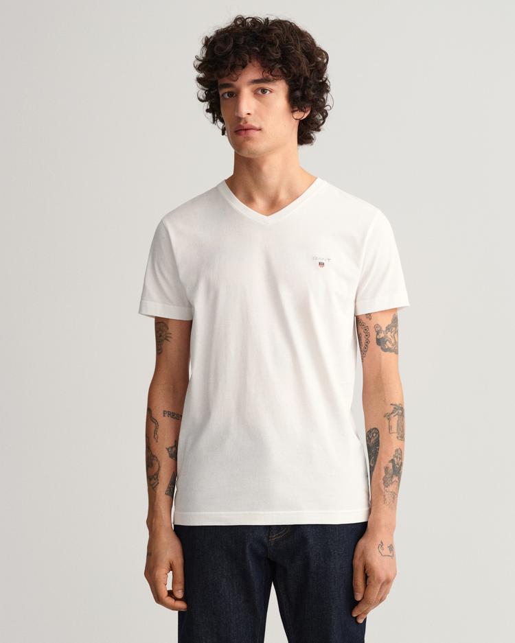 GANT T-shirt Original z dekoltem w kształcie litery V Slim Fit - 234104