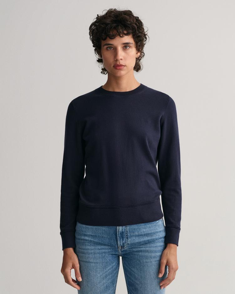 GANT damski lekki bawełniany sweter z okrągłym dekoltem - 4806131