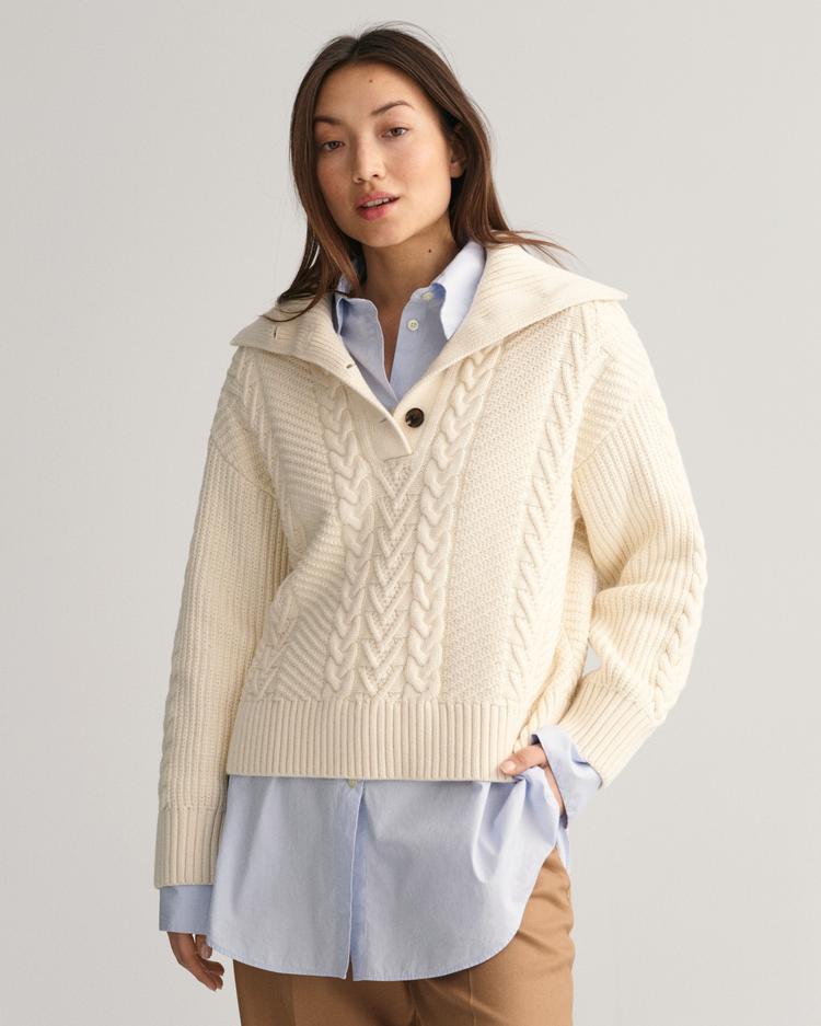 GANT Cable-knit sweater with buttons and a turtleneck - 4805198