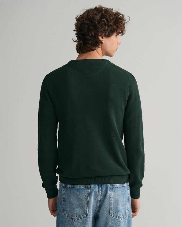 GANT Sweter z piki bawełnianej z okrągłym dekoltem - 8040521