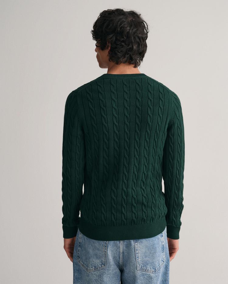 GANT Sweter bawełniany o splocie warkoczowym z okrągłym dekoltem - 8050601