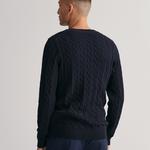 GANT Sweter bawełniany o splocie warkoczowym z okrągłym dekoltem